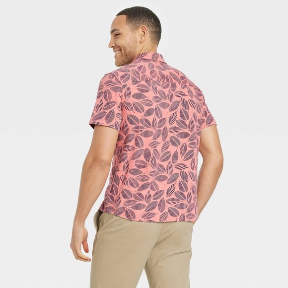 🤍Goodfellow & Co Coral Red Short Sleeve Knit Button-Down Shirt - Picture 3 of 5